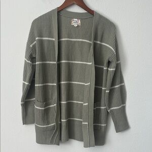Pink Republic Green and White Striped Cardigan